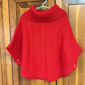 Carters Red Knit Sweater Cotton/Acrylic Cold Weather valentine's Day Cape 4T